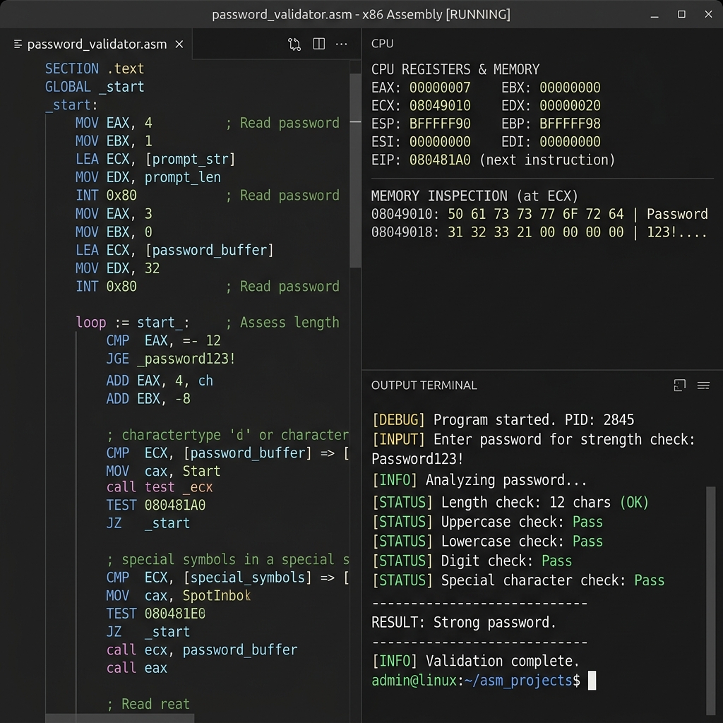 Password Validator - Assembly Language — project screenshot