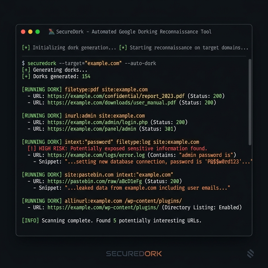 SecureDork - Google Dorking Toolkit — project screenshot